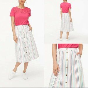 J Crew Factor rainbow striped midi skirt, size S